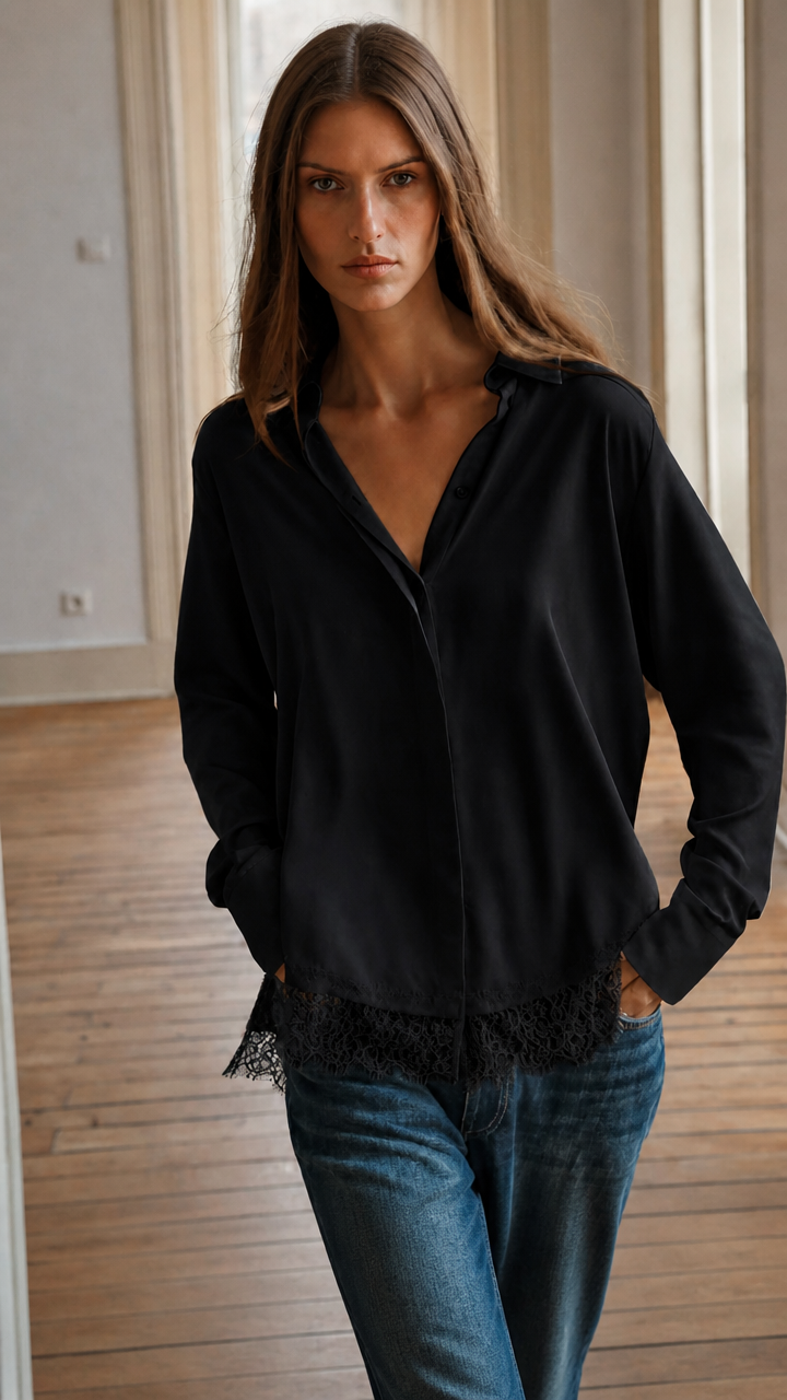 Chemise Satin Dentelle Élégance